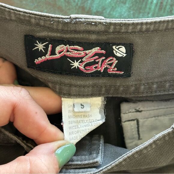 Y2K Lost Girl Convertible Cargo Pants Grey Flare Utility Sz 5 Small Vintage Gorp - Picture 7 of 12